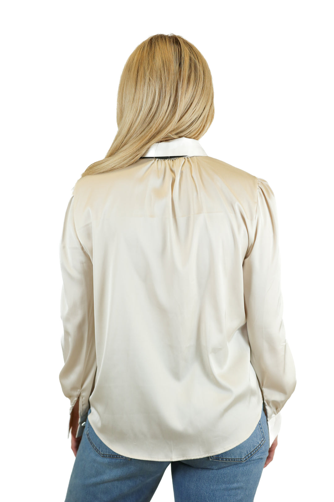 Goodnight Macaroon ivory satin button up top (S)
