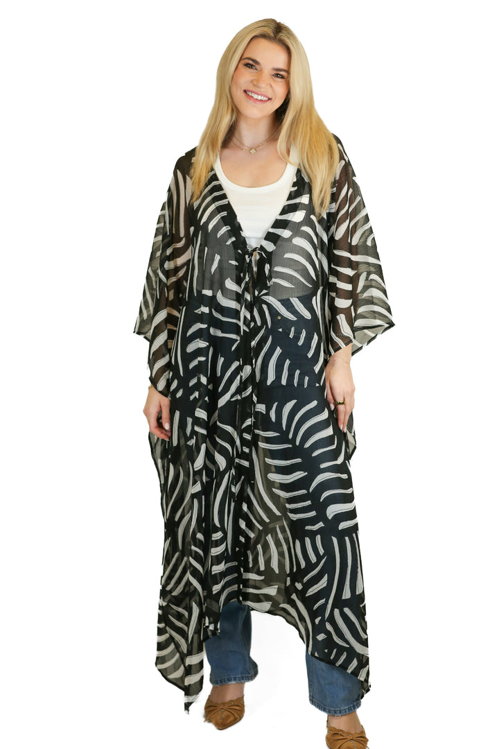 H&M black/white printed tie caftan NWT (OS)