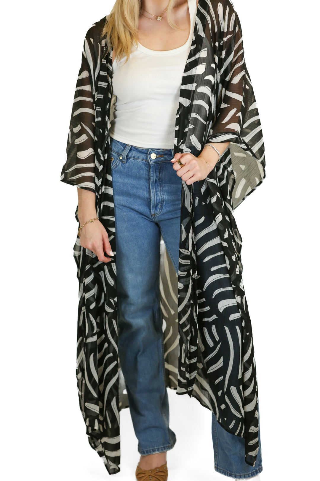 H&M black/white printed tie caftan NWT (OS)