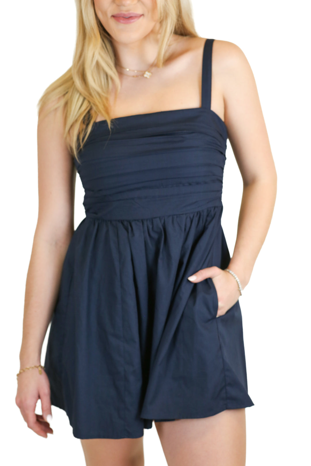 Abercrombie Navy Poplin Mini Dress NWT  (XS; Retail $80)