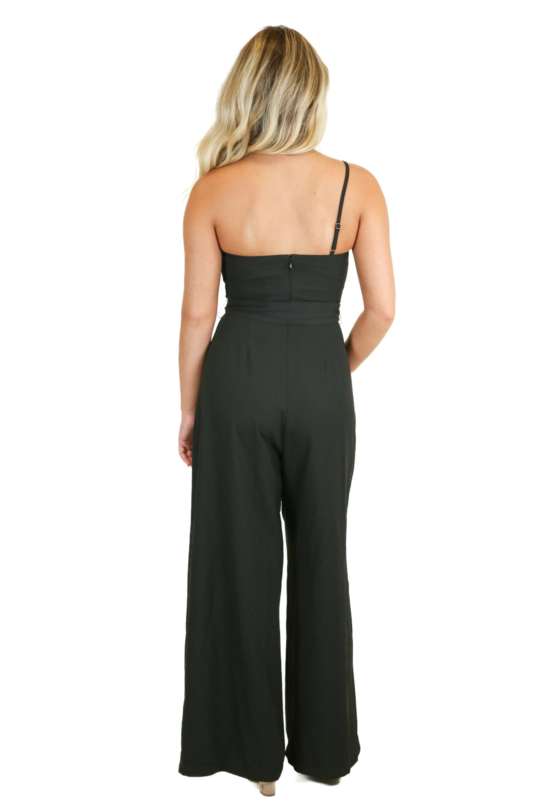 Petal + Pup Black One Shoulder Wide Leg Jumpsuit NWT (4)