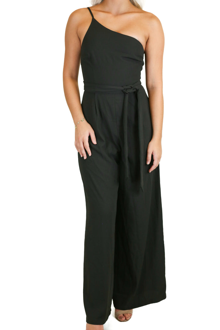 Petal + Pup Black One Shoulder Wide Leg Jumpsuit NWT (4)