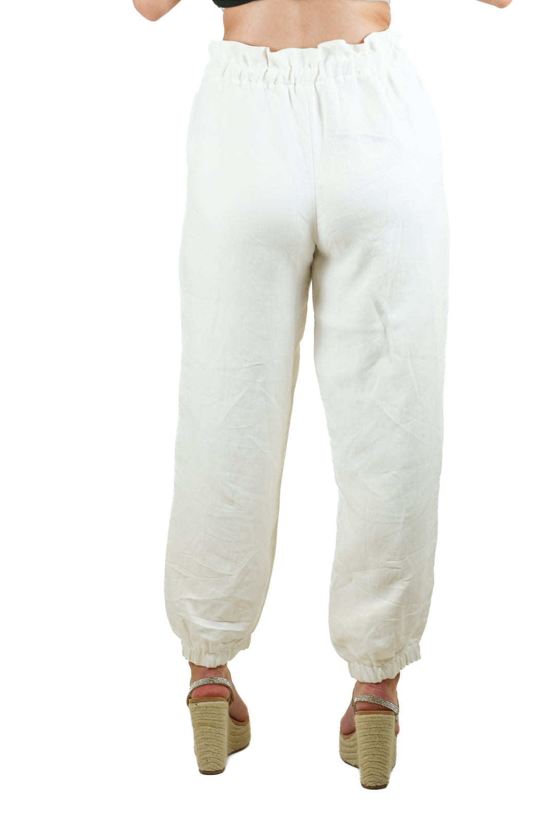 Zara White Linen Jogger Pants NWT (XS; Retail $50)