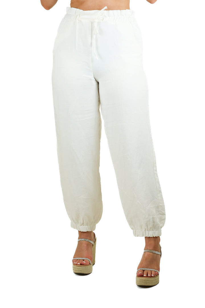 Zara White Linen Jogger Pants NWT (XS; Retail $50)