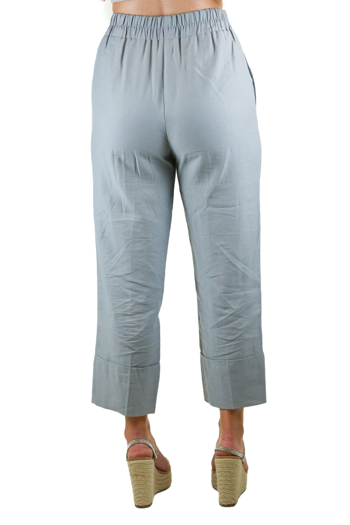 Zara Gray Elastic Waist Relaxed Cropped Pant (S)