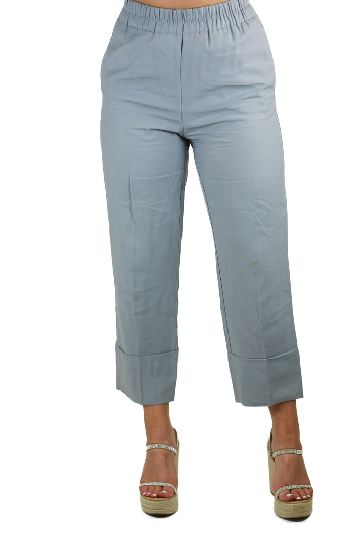 Zara Gray Elastic Waist Relaxed Cropped Pant (S)