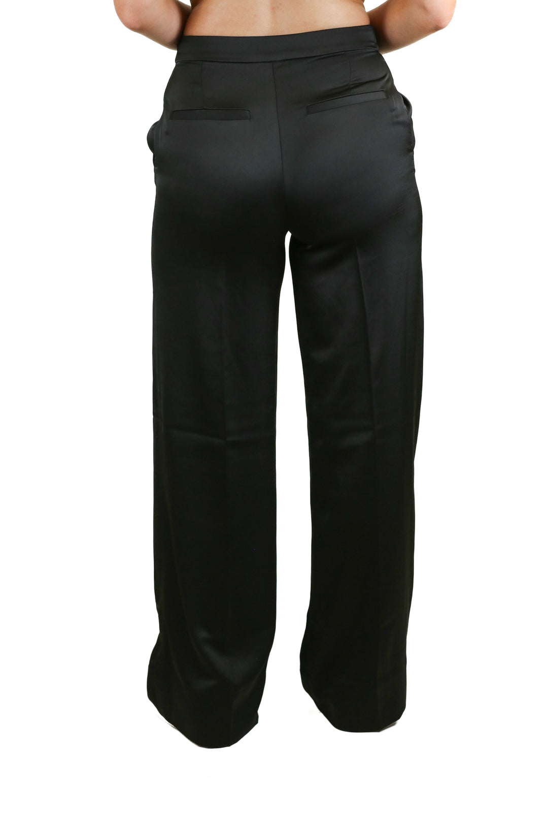 H&M Black Satin High Waist Wide Leg Pants (4)