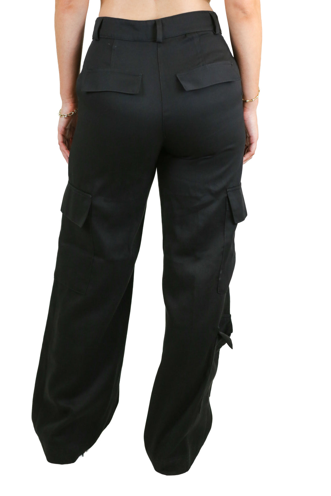 H&M Black Wide Leg Cargo Pants (4)
