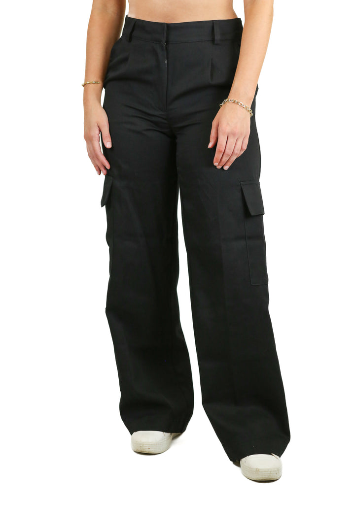H&M Black Wide Leg Cargo Pants (4)