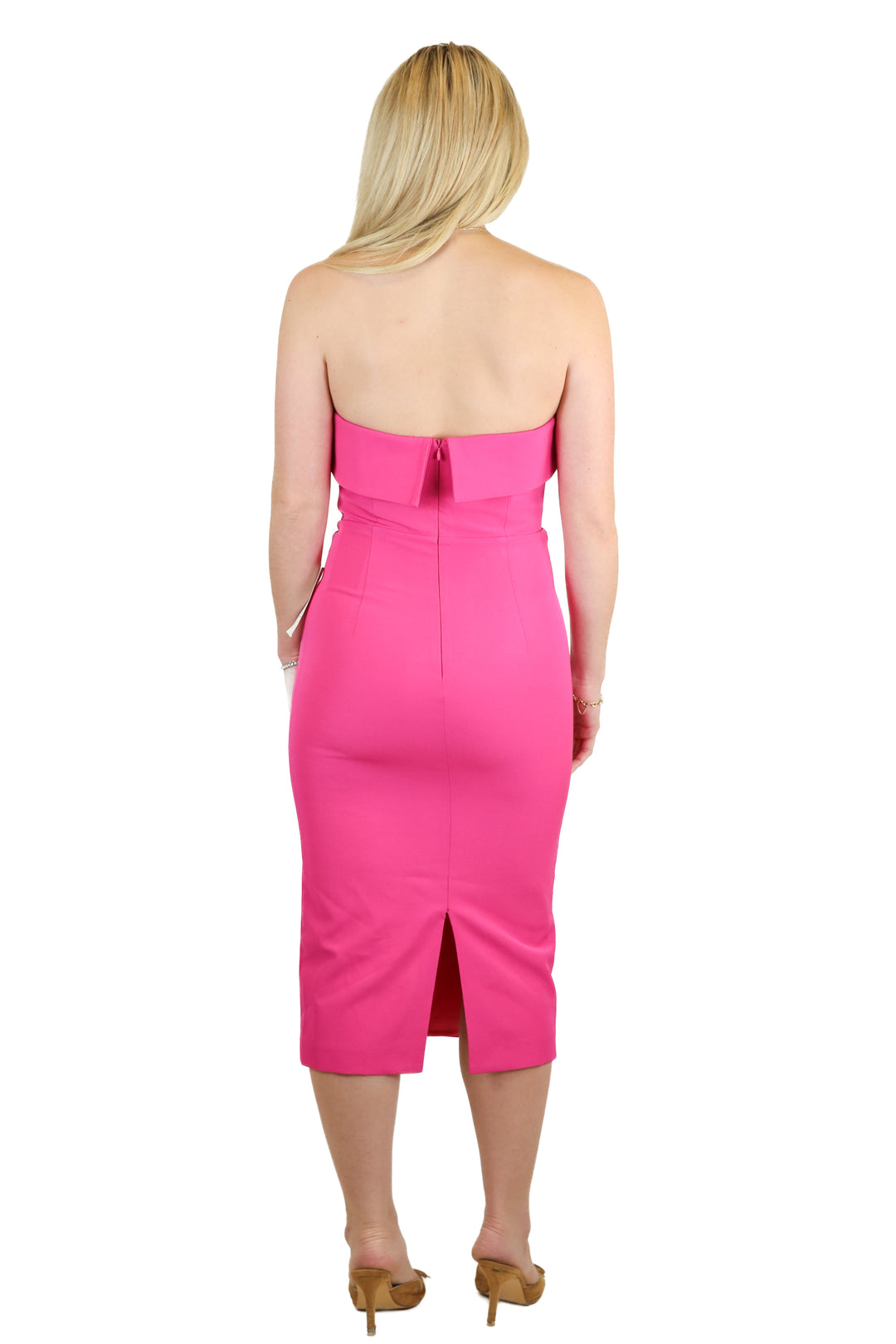 Bardot Hot Pink Strapless Midi Dress  NWT (4)
