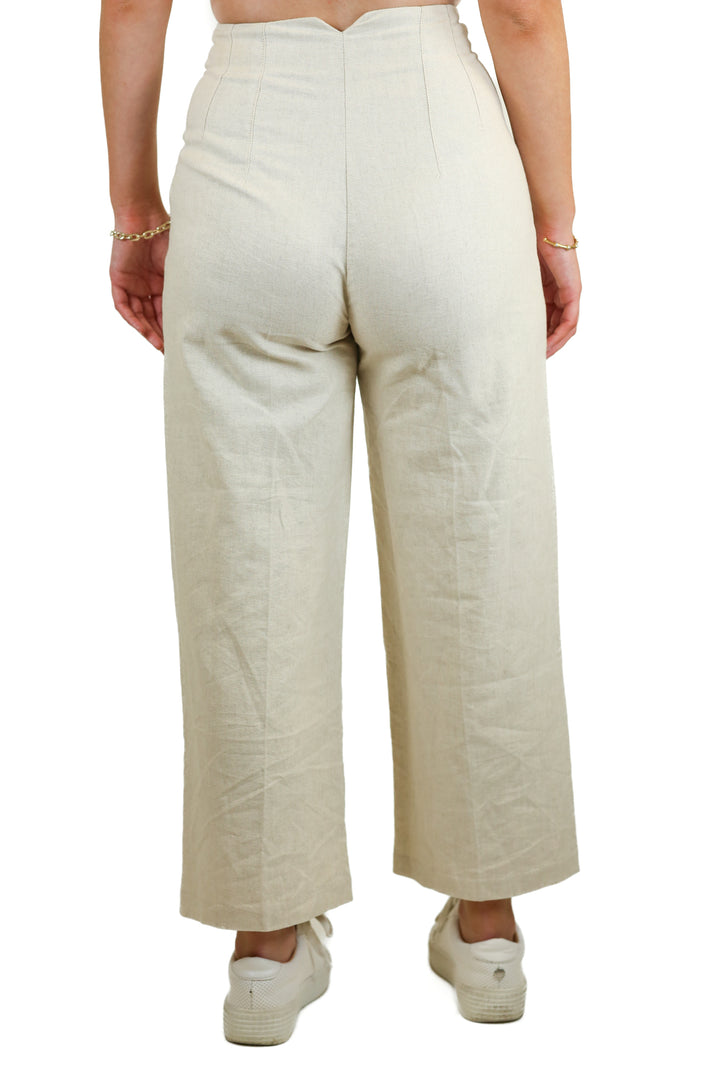 Zara Oatmeal Linen Blend Wide Leg Pants NWT (S; Retail $40)