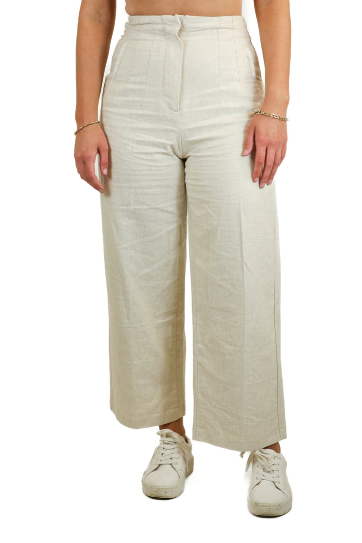 Zara Oatmeal Linen Blend Wide Leg Pants NWT (S; Retail $40)