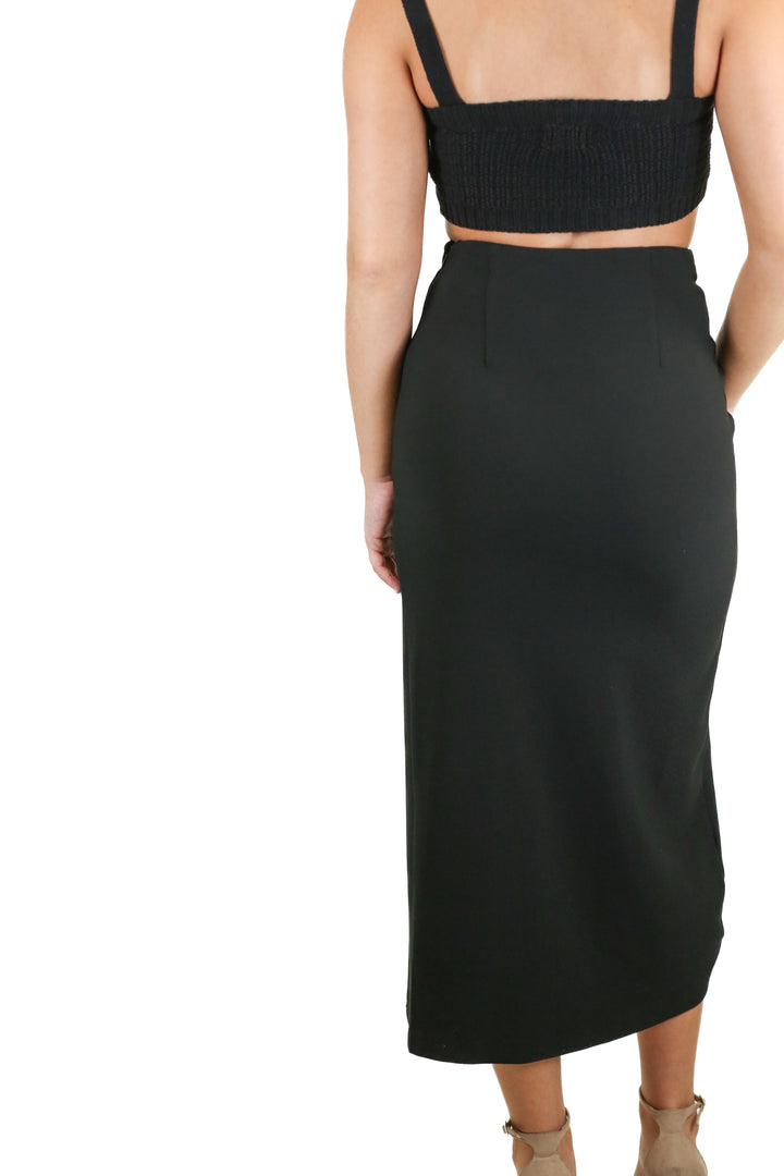 Abercrombie Black Front Slit Midi Skirt (XS)