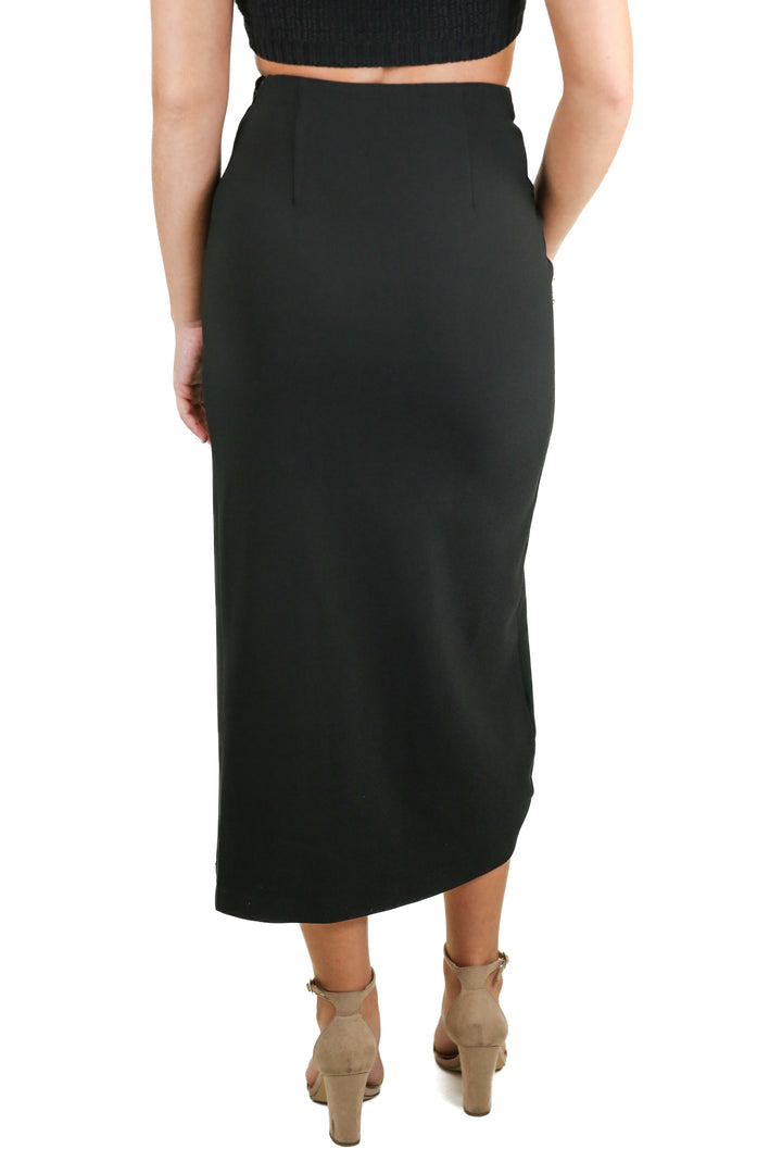 Abercrombie Black Front Slit Midi Skirt (XS)