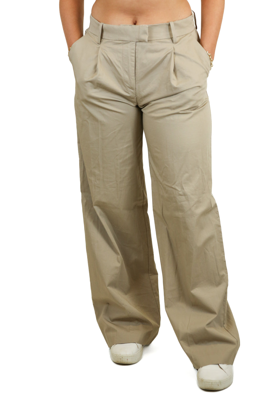 H&M Khaki High Waist Wide Leg Pants NWT (4)