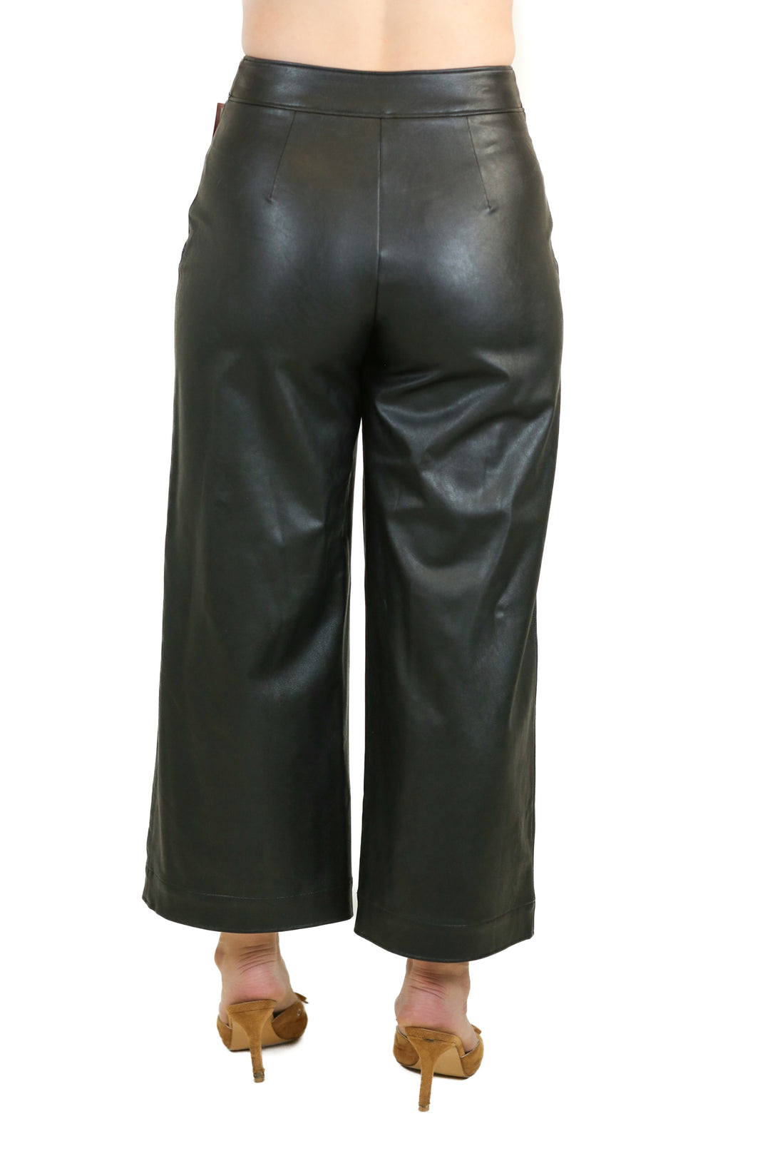 Spanx Black Faux Leather Like Culotte Pants NWT (XS)
