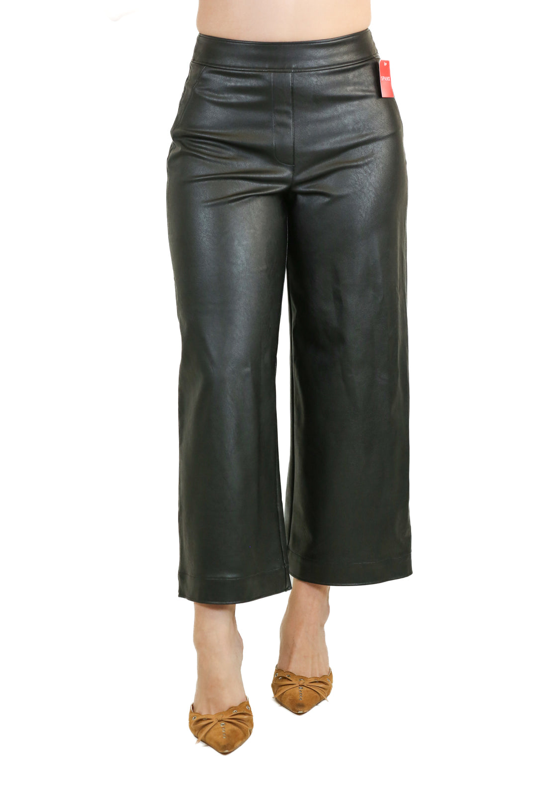Spanx Black Faux Leather Like Culotte Pants NWT (XS)