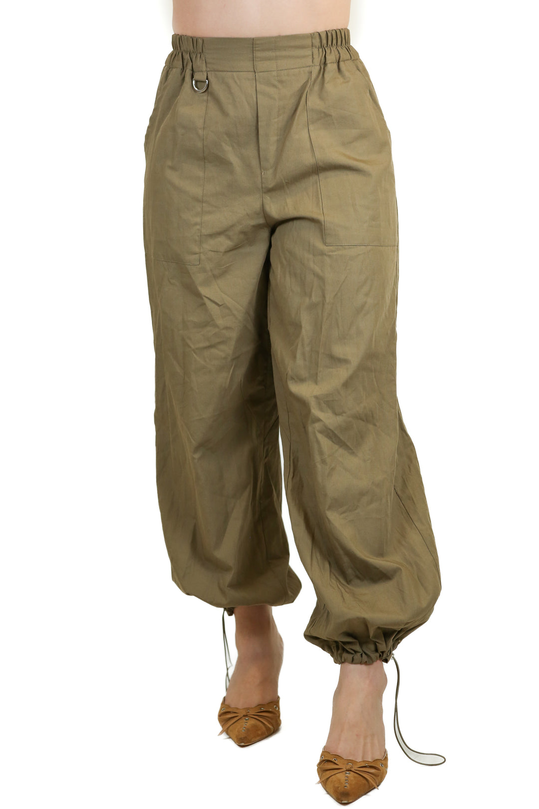 Zara Army Green Drawstring Leg Jogger Pants NWT (XS;Retail $50)