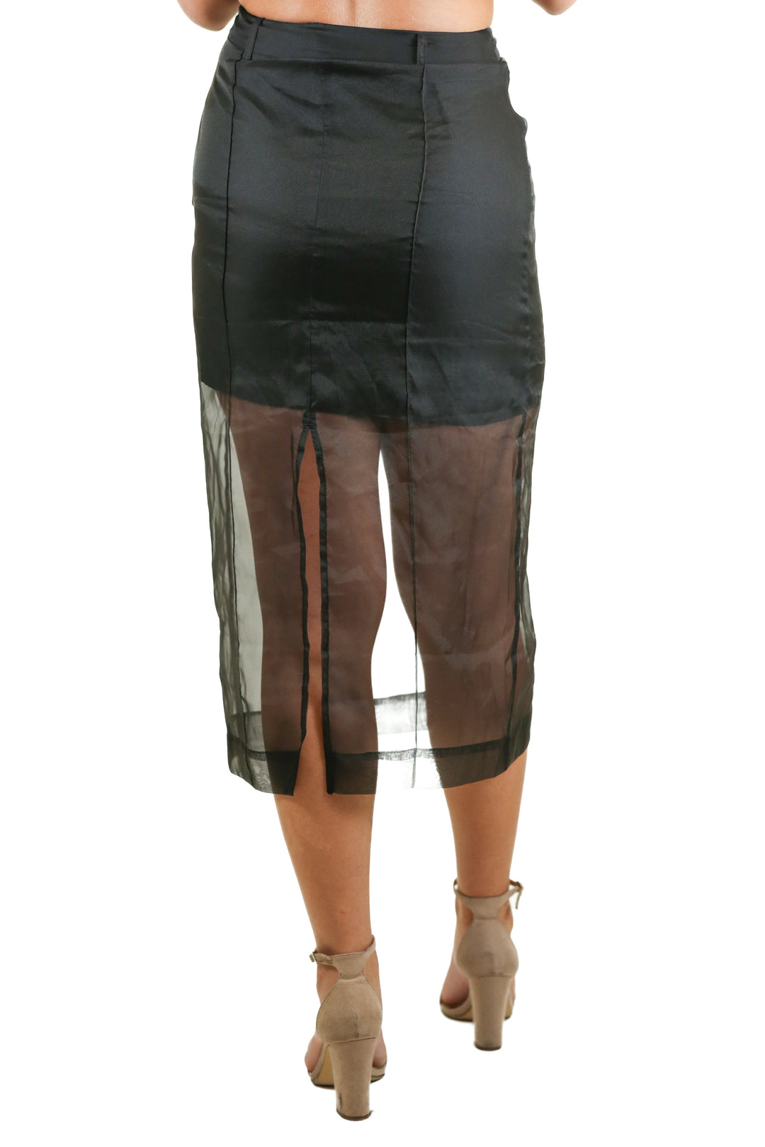 H&M Black Semi-Sheer Midi Skirt NWT (2; Retail $36)
