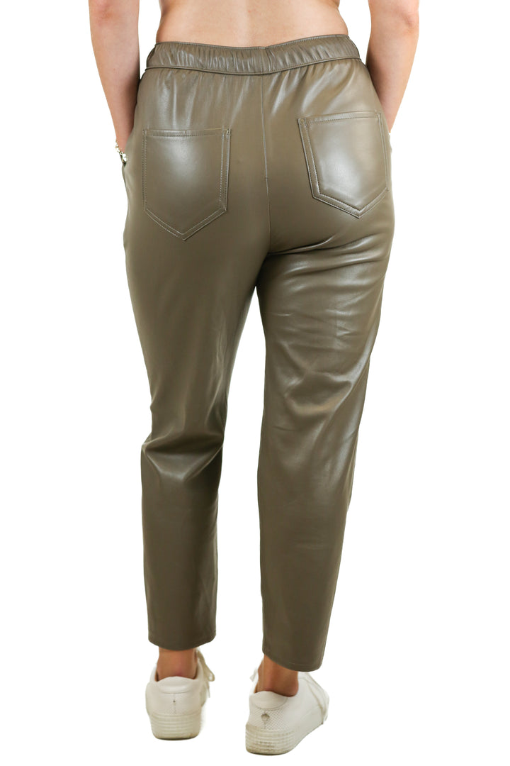 Zara Brown Faux Leather Drawstring Pants (XS)