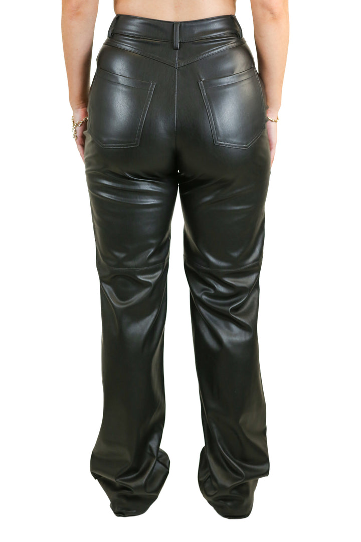 Zara Black Faux Leather Wide Leg Pants NWT (XS; Retail $46)