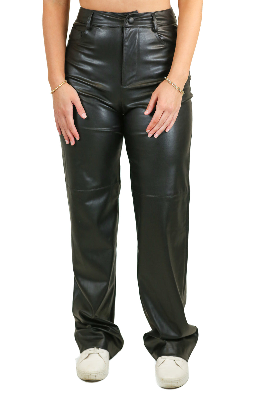 Zara Black Faux Leather Wide Leg Pants NWT (XS; Retail $46)