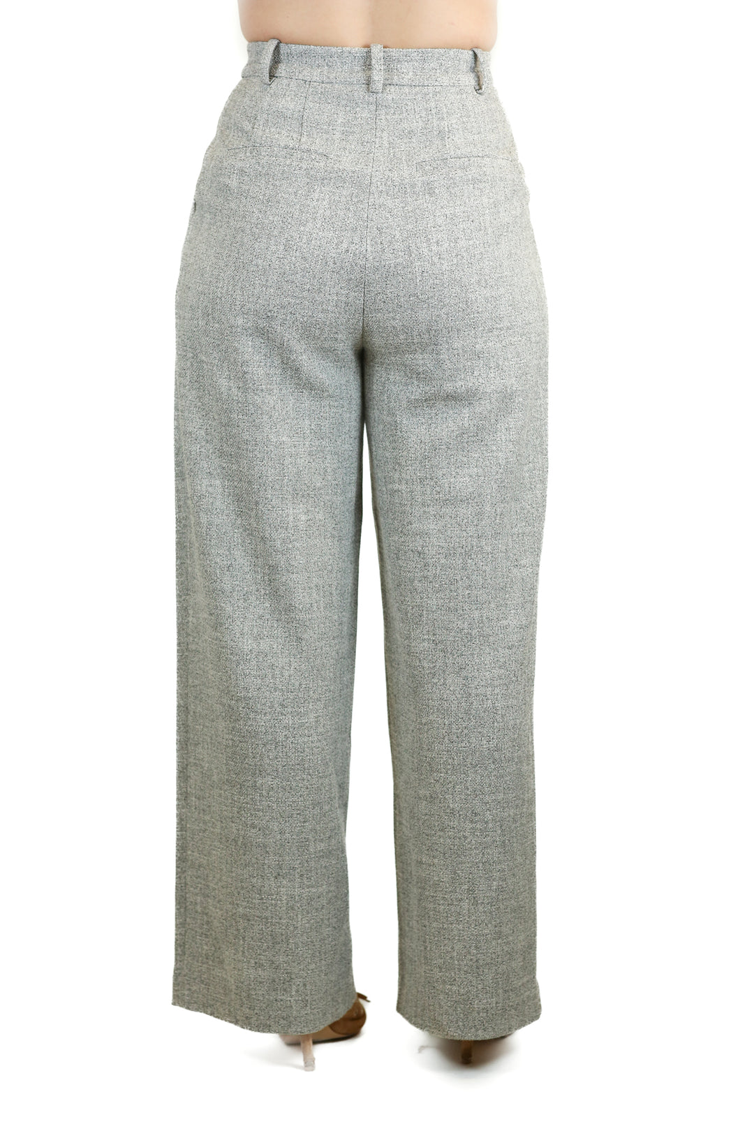 H&M Gray Melange High Waist Wide Leg Pants (2)