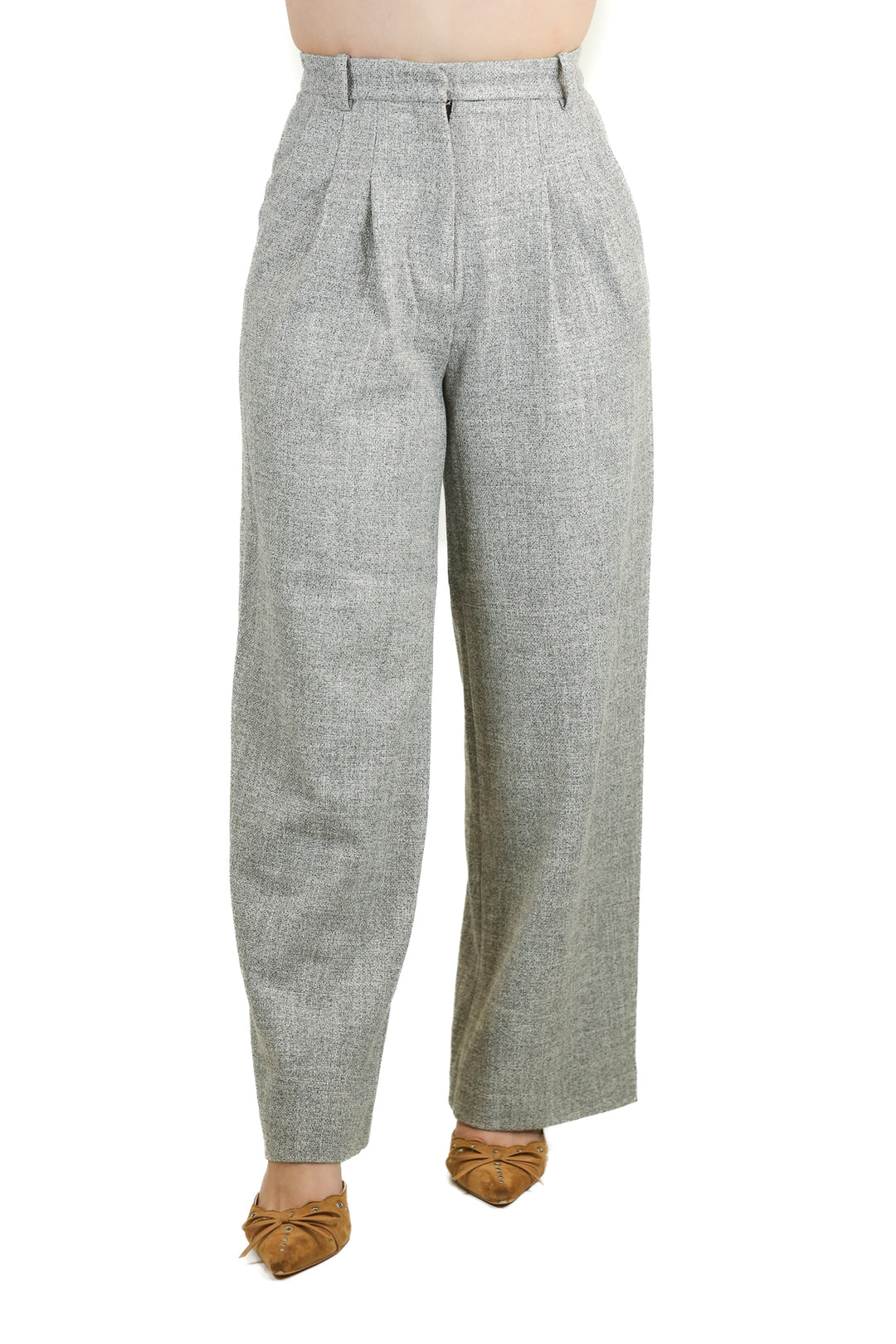 H&M Gray Melange High Waist Wide Leg Pants (2)