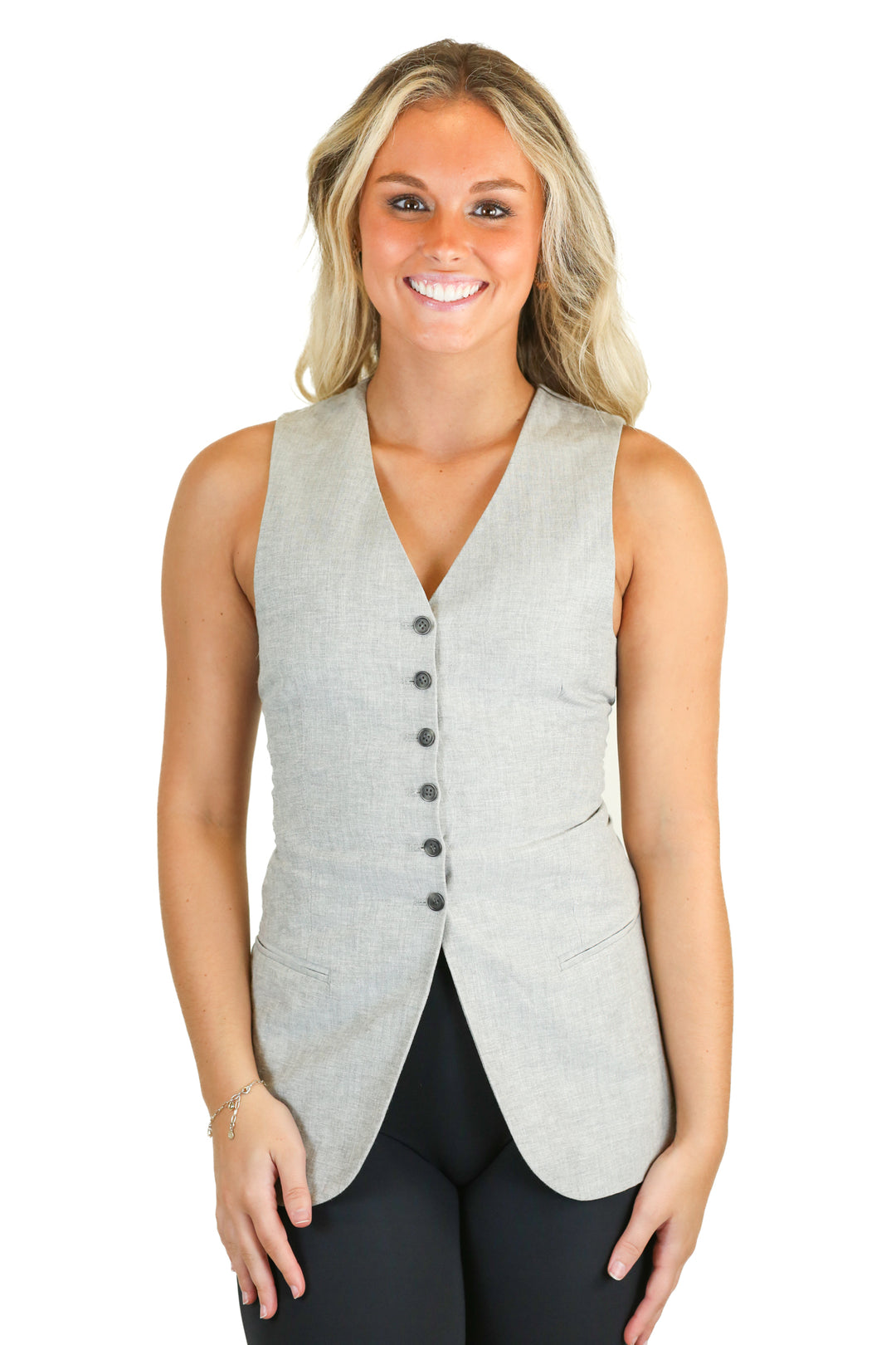 H&M Gray Melange Linen Blend Vest Top NWT (XS)
