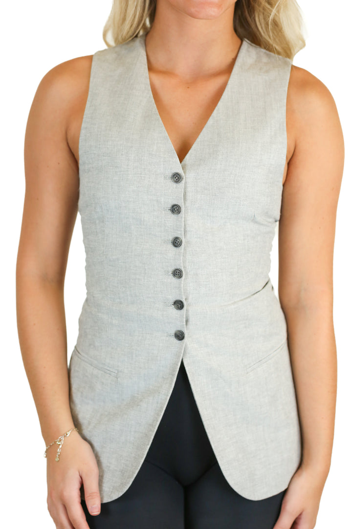 H&M Gray Melange Linen Blend Vest Top NWT (XS)