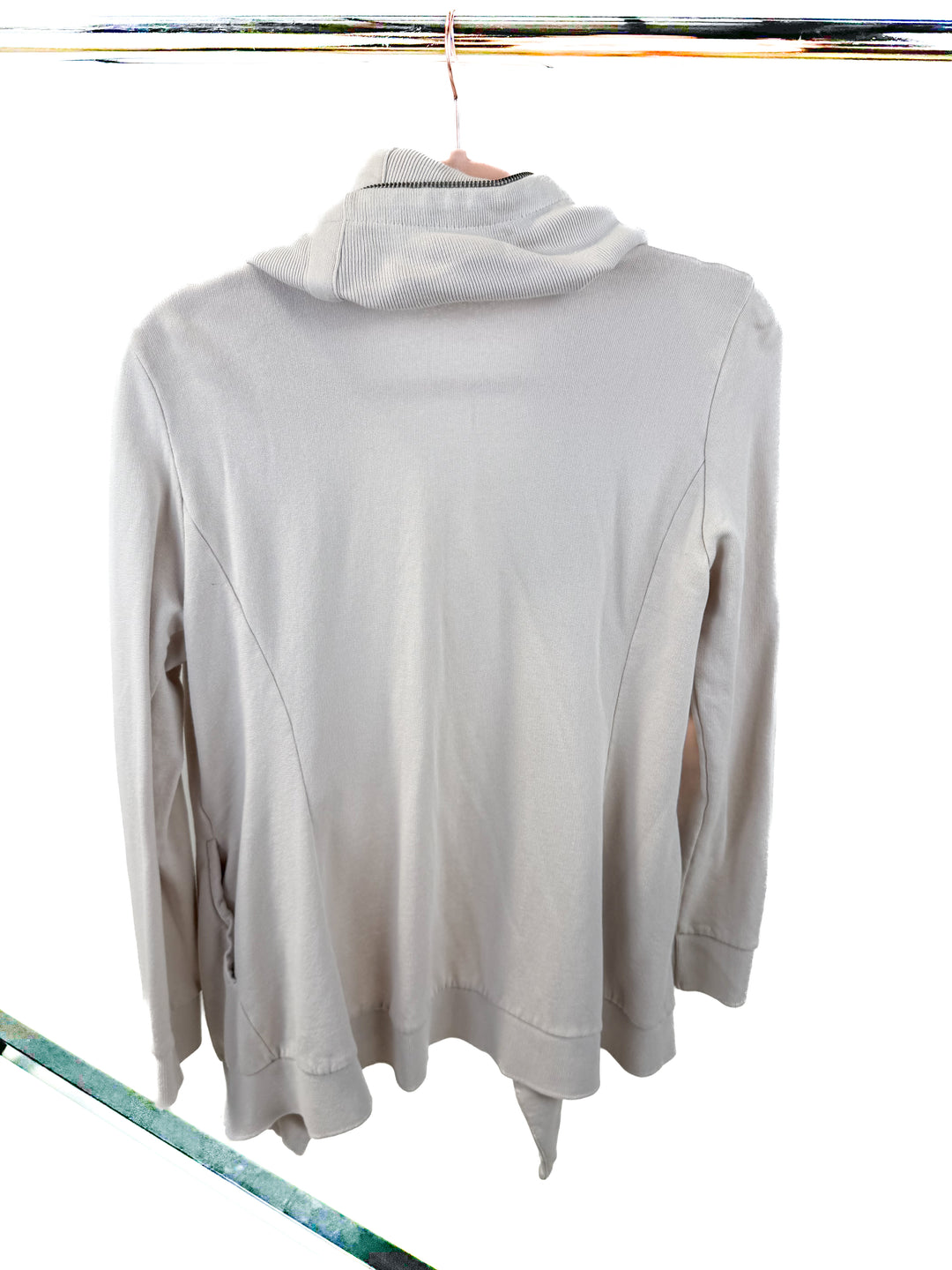 all saints tan zipper detail cardigan (m; retail $229)