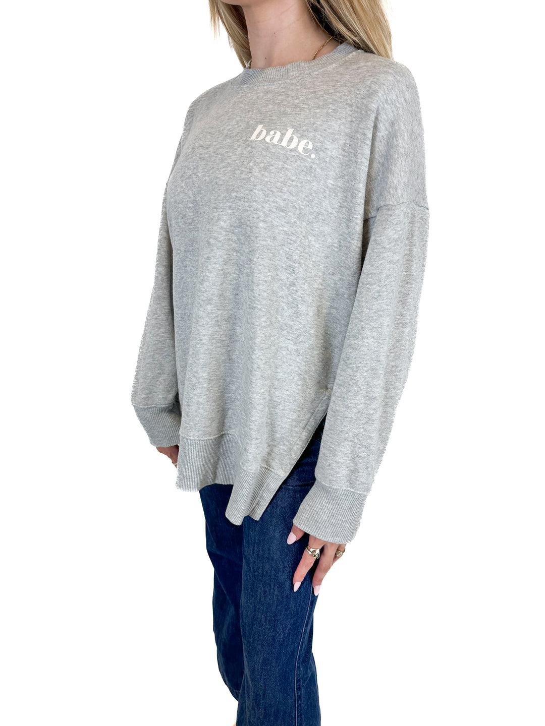 Aerie Heathered Grey Babe Sweatshirt (XS)