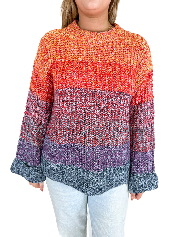 She + Sky Rainbow Marled Sweater (M)