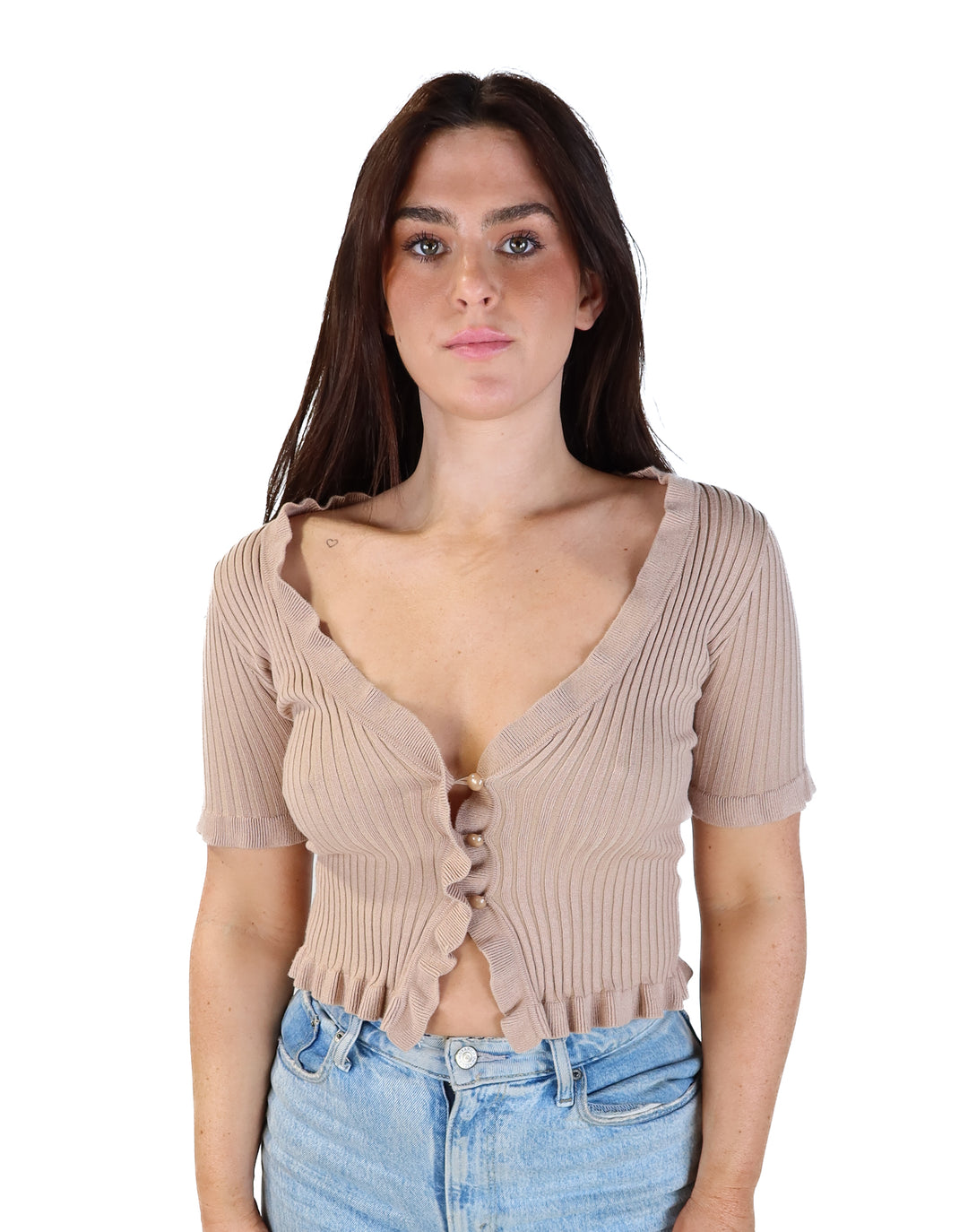 Lovers and friends tan short sleeve knit top (xs; retail $88)