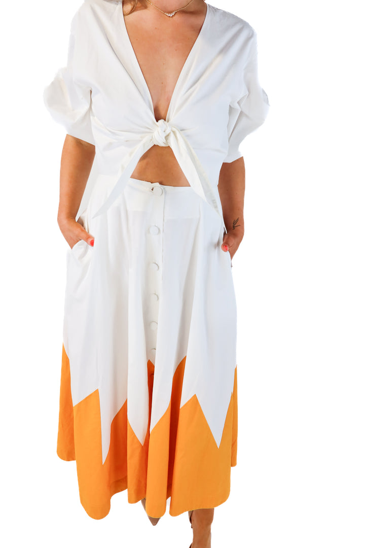 Double J White Colorblock Maxi Dress (M; retails for $890)