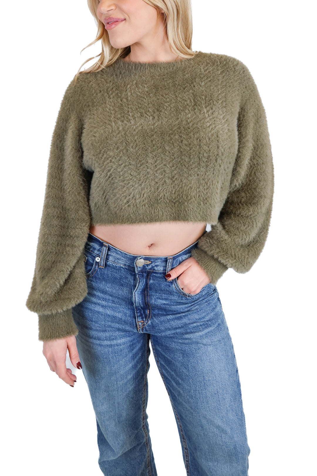 Fab'rik olive green fuzzy sweater NWT (M; $92)