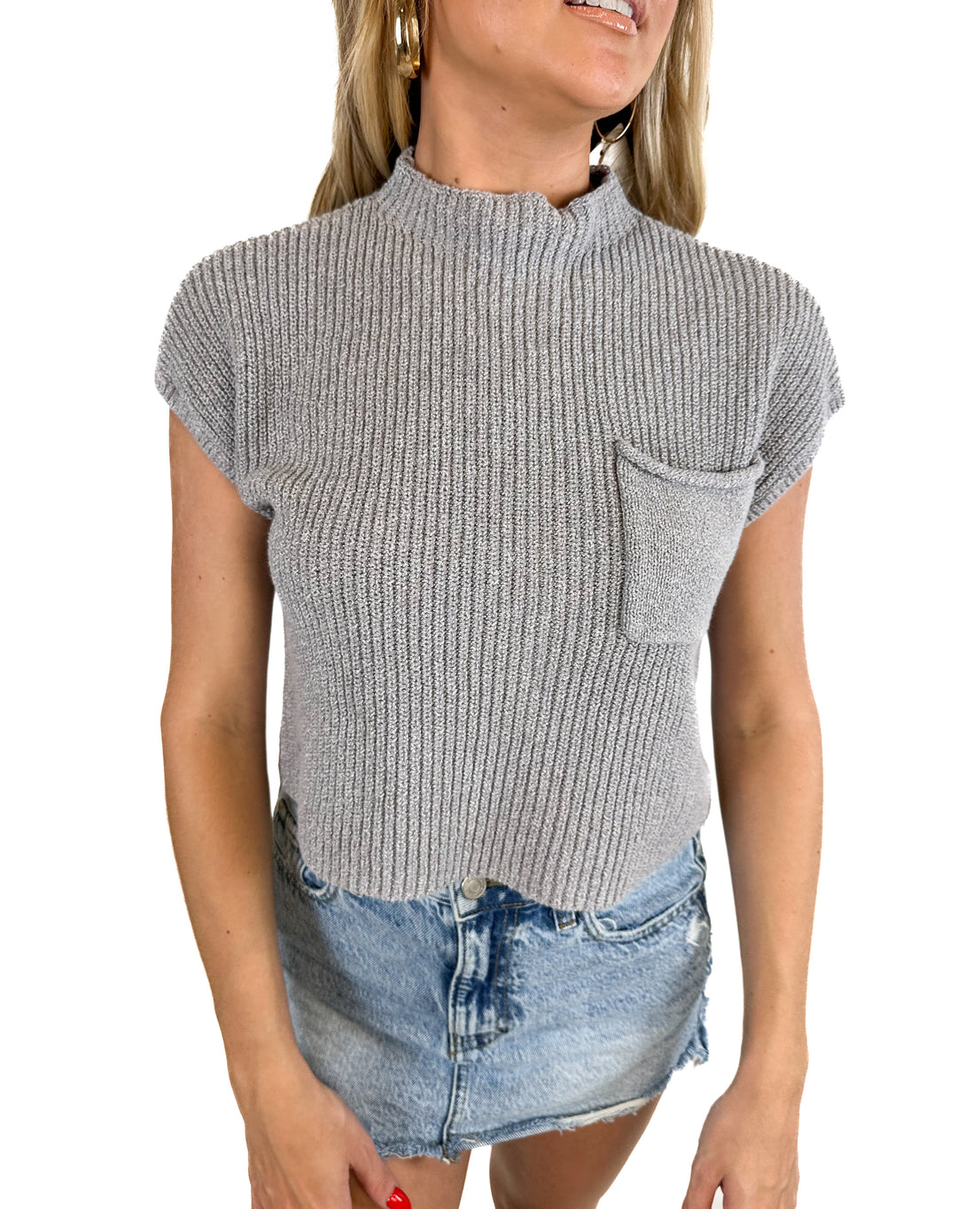 Free People Grey Sleeveless Sweater (XS)