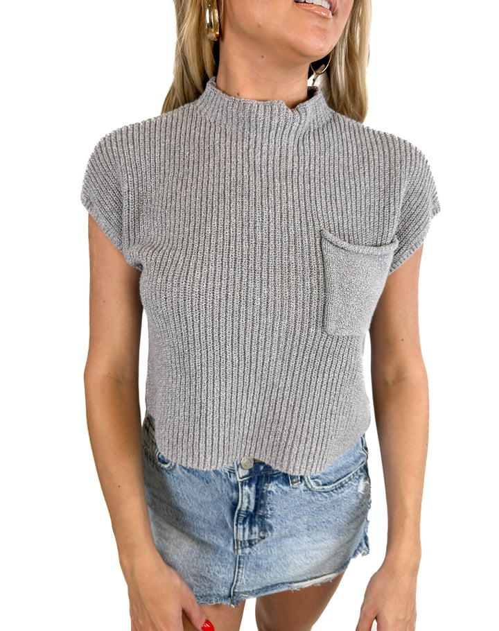 Free People Grey Sleeveless Sweater (XS)