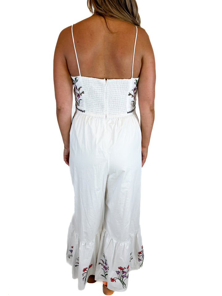 Hutch White Floral Embroidered Jumpsuit (L)