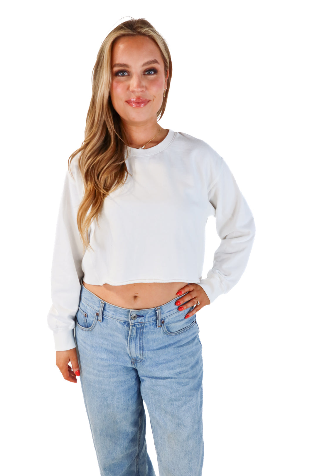Bobi white cropped crewneck (L; retail $53)