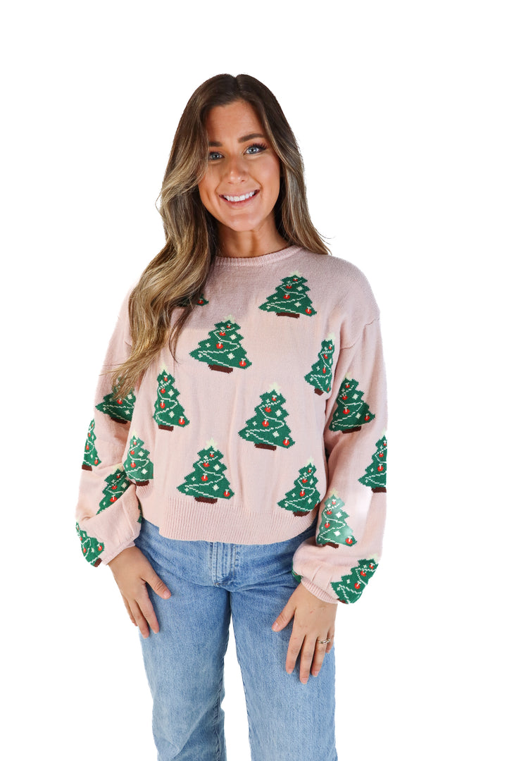 pink Christmas tree sweater (xl)