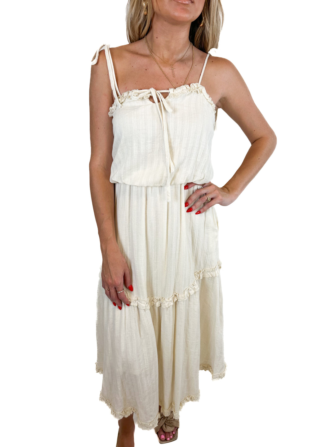 Listicle Cream Sundress (S)