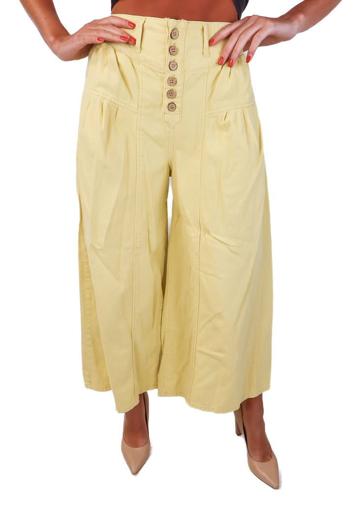 we the free yellow pull on jeans NWT (xs; retails $98)