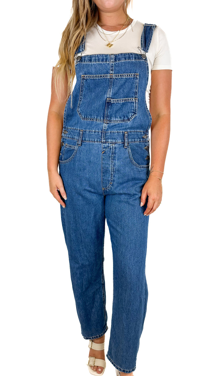 Free People We The Free Blue Ziggy Denim Overalls (M)
