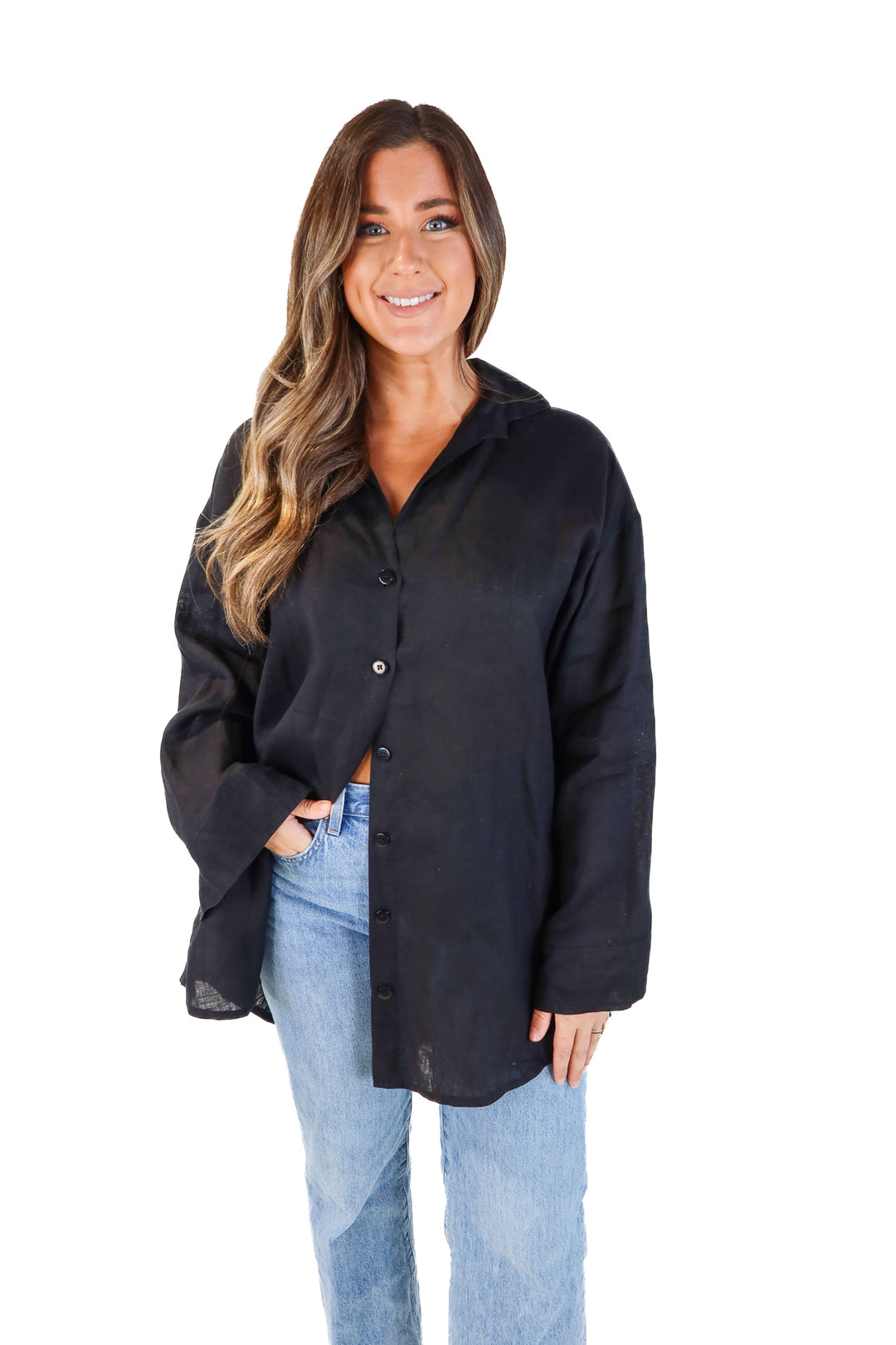 Faithful the Brand Black Linen Shirt (M; retail $190)