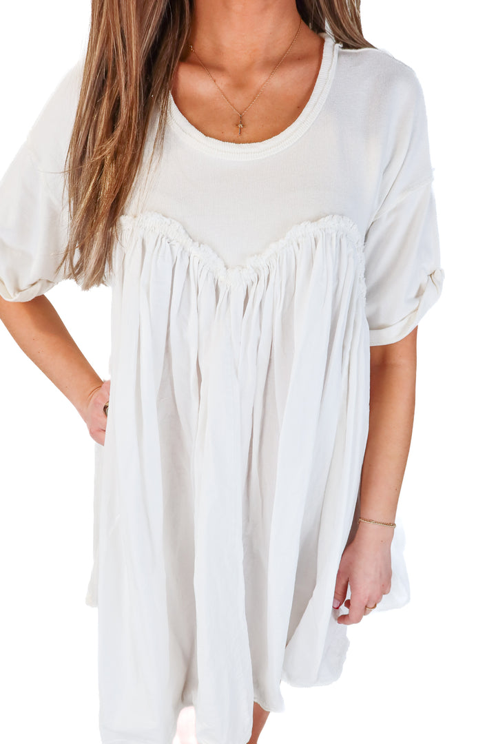 SLAY free people white babydoll dress (xs)