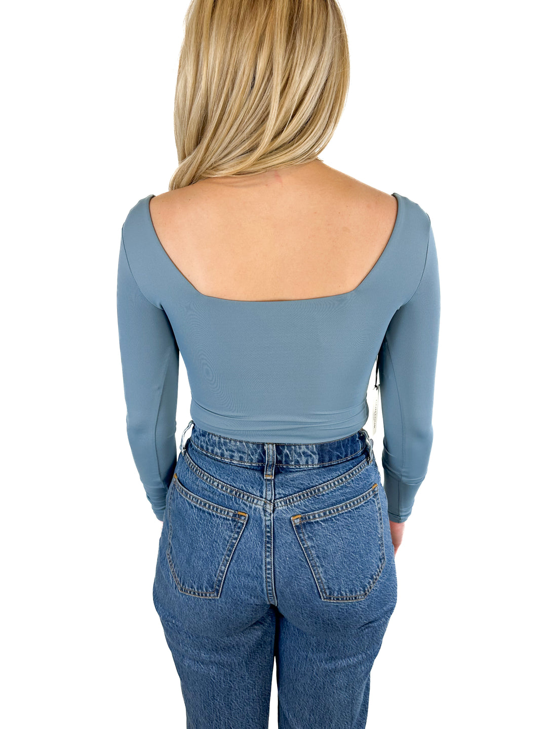 Aritzia Blue Contour Squareneck Longsleeve Bodysuit NWT (XS; retail $58)