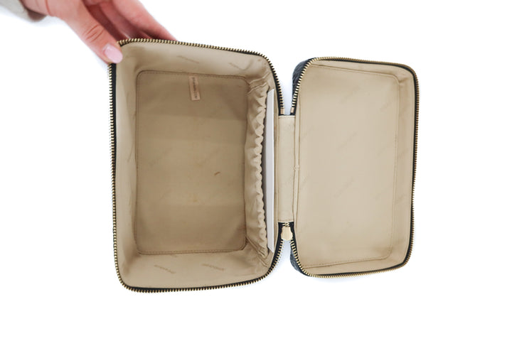 brahmin glossy black croc embossed cosmetic case