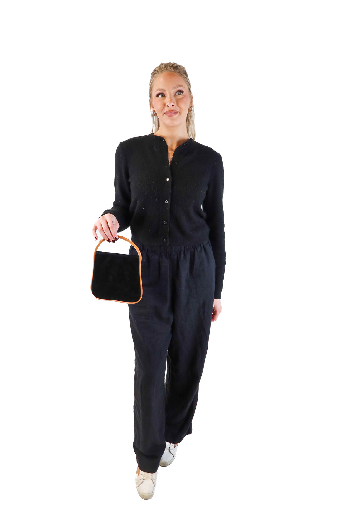 Nina ricci black felt mini bag