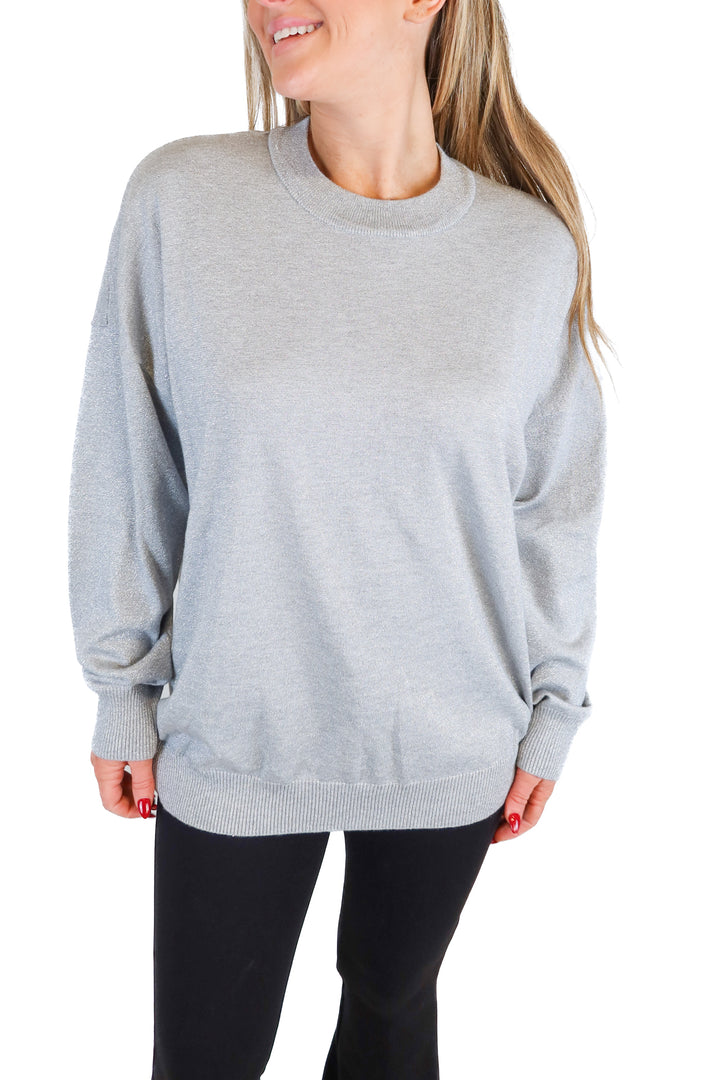 show me your mumu grey sparkly long sweater (s)